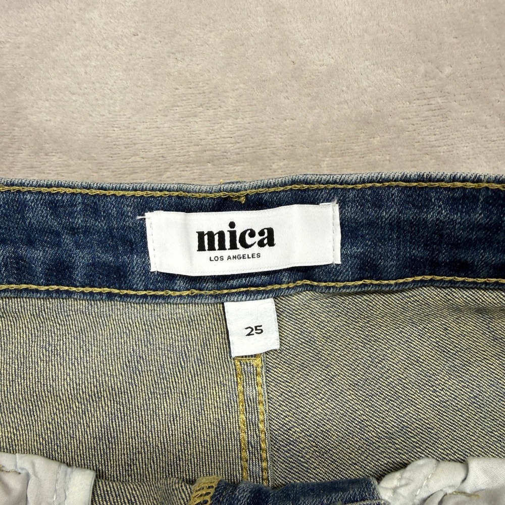 Mica Los Angeles Jeans Women's 25 Navy Barrel Leg Utility Style Whiskered Denim - Picture 5 of 13